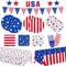 4th of July Party Supplies Set, Patriotic Theme Kit for Independence & Election Day Decorations, Includes Plates, Napkins, Cups, Banner, Tablecloth -Patriotic & 4th of July Party Decorations-24 Guests
